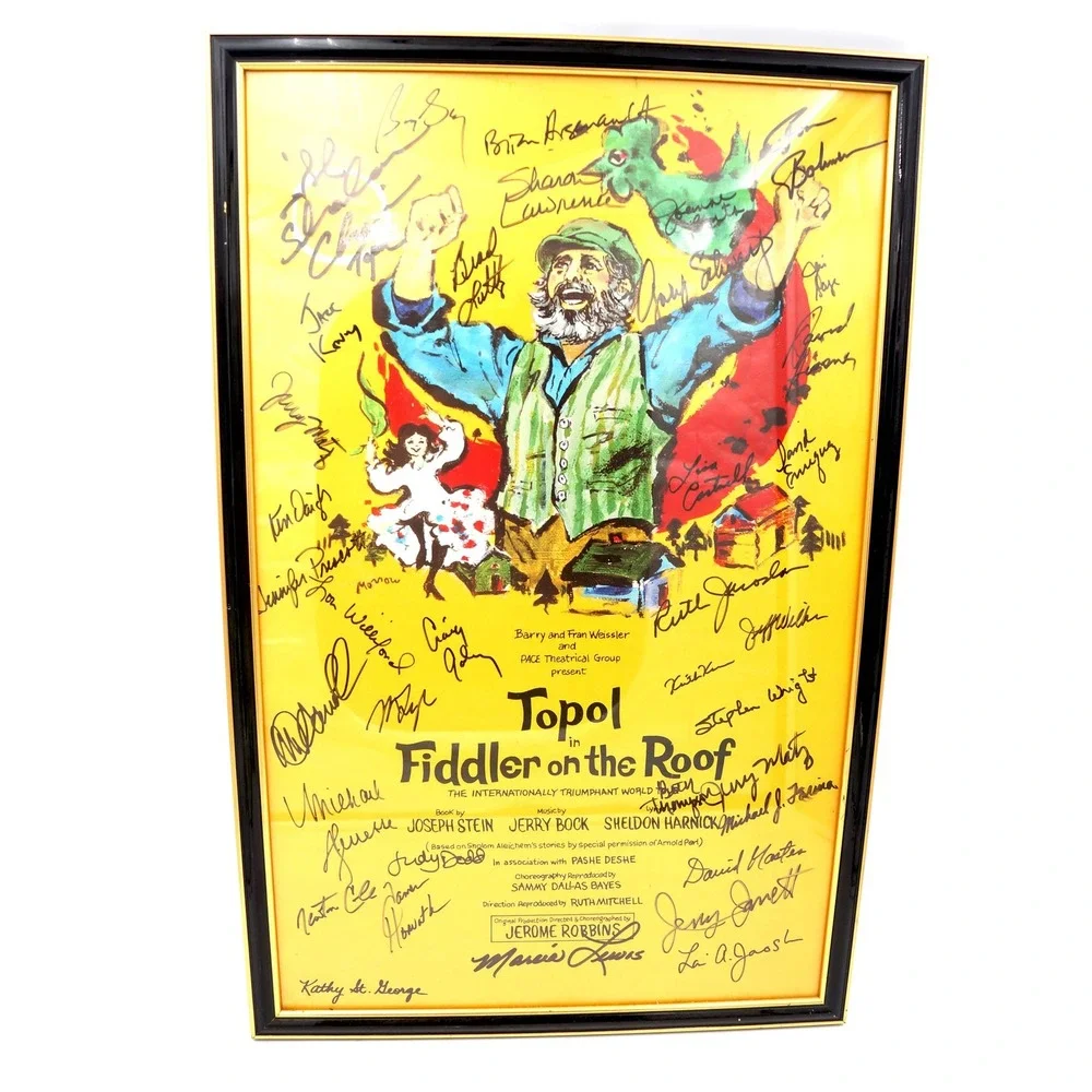 1990 Topol in Fiddler on the‎ Roof Framed Poster Signed Chaim Topol Orig Cast